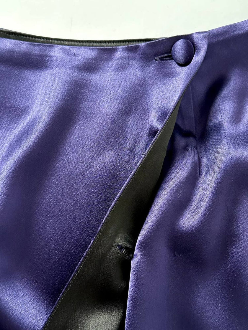 Gonna vintage Kenzo Paris modello a portafoglio in raso viola