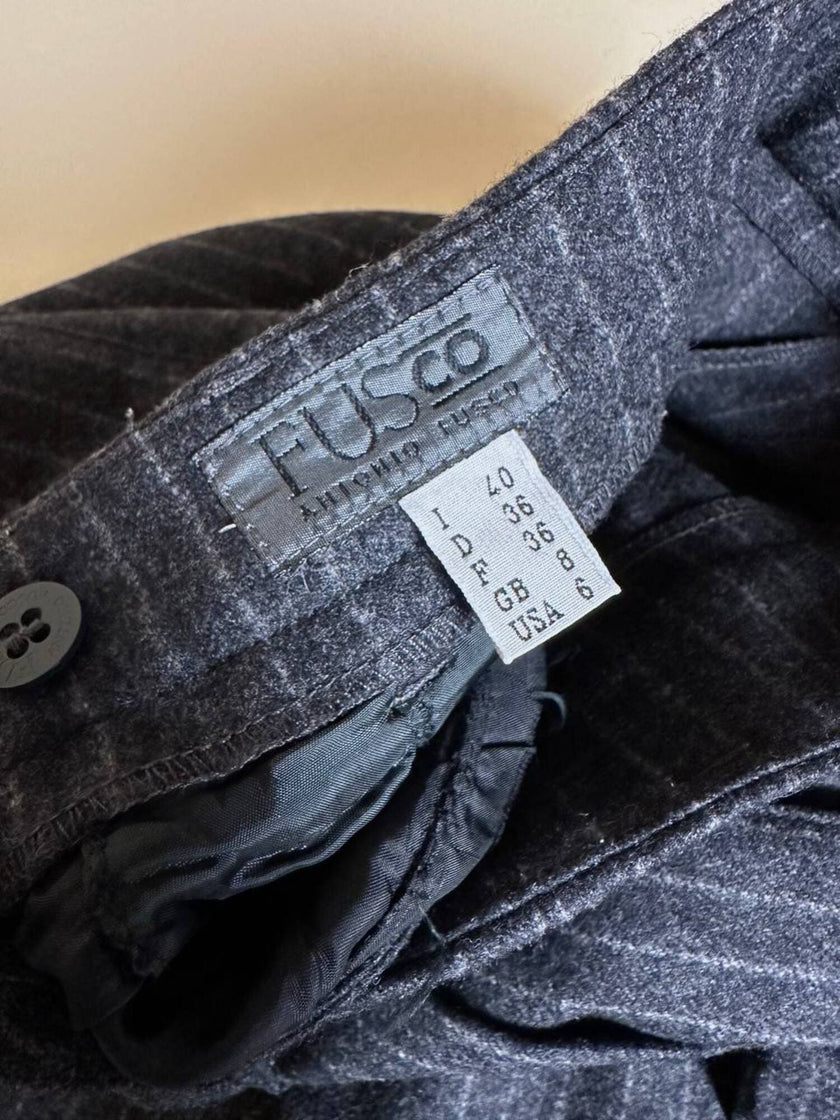 Tailleur gessato giacca/pantalone in lana grigio antracite “Antonio Fusco”