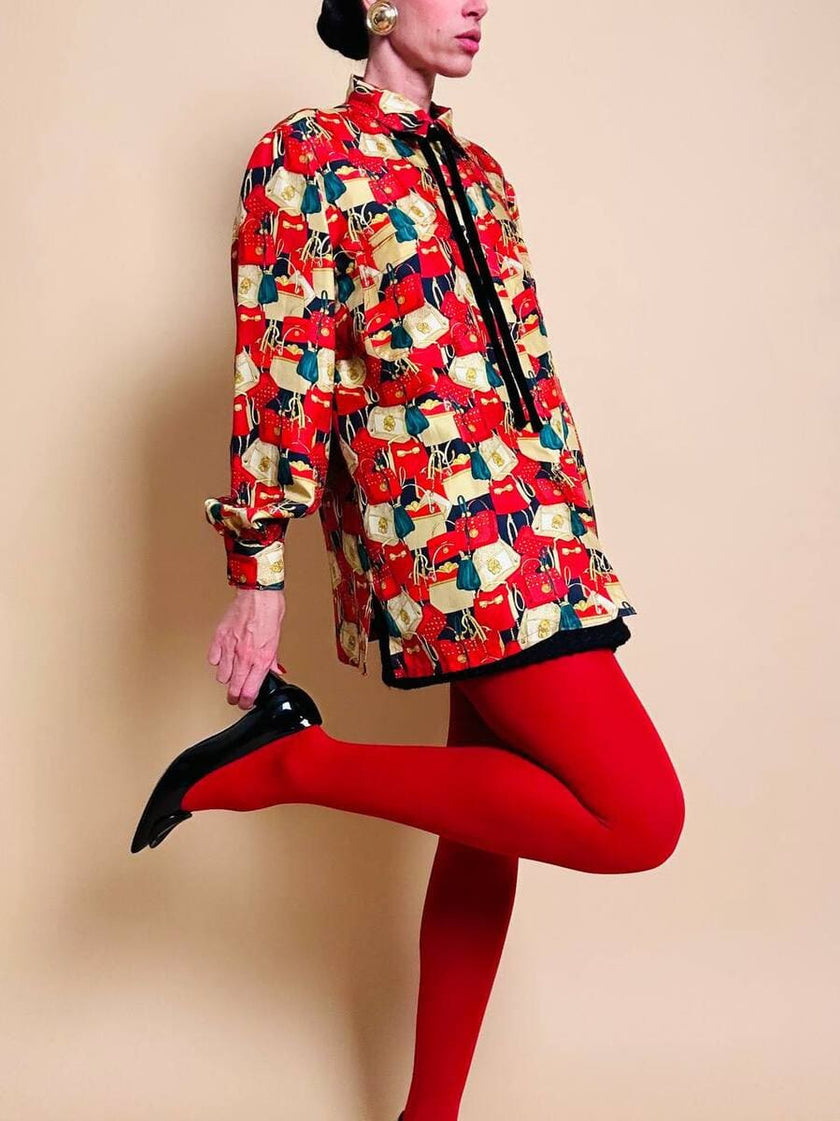 Camicia sartoriale in drill di seta fantasia mini bag