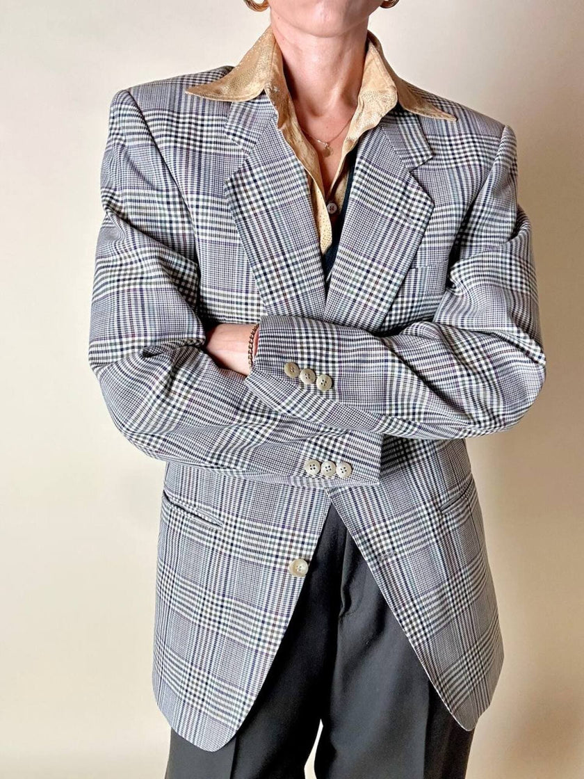 Blazer Yves Saint Laurent in rasato di lana principe di Galles