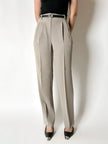 Pantalone Studio 0001 Ferré a vita alta con pince in tessuto operato greige
