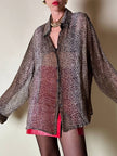 Camicia leopardata in chiffon operato con fili di lamè oro
