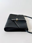 Borsa bandoulière vintage Yves Saint Laurent in tessuto plastificato e pelle blu notte