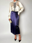 Gonna vintage Kenzo Paris modello a portafoglio in raso viola