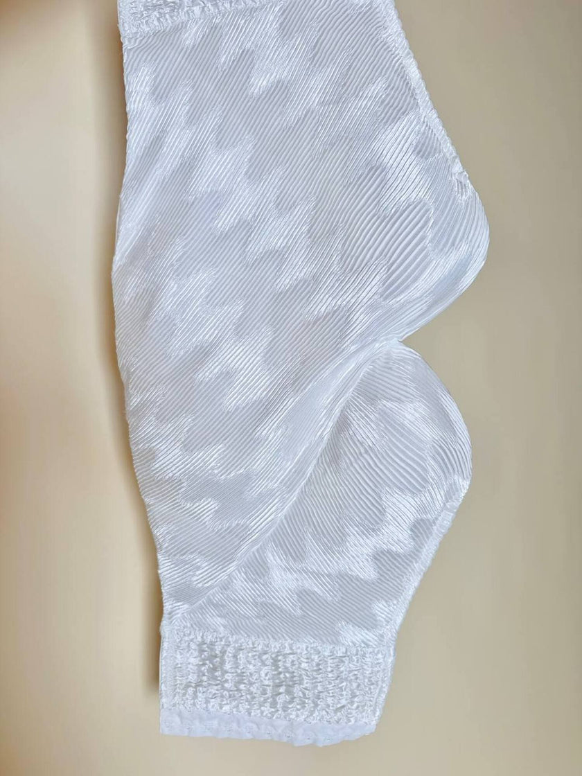 Bustier in raso micro plissé bianco con scollo a cuore 