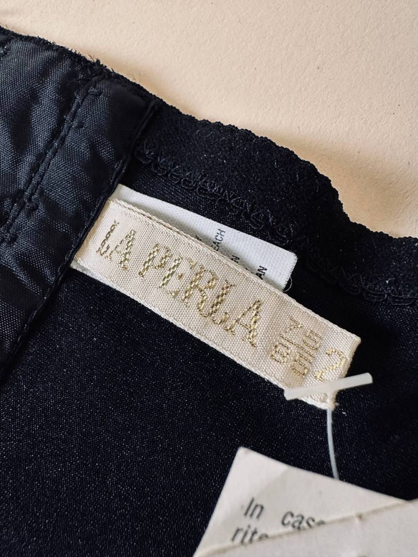 Bustier con guêpière in pizzo nero e seta “La Perla”