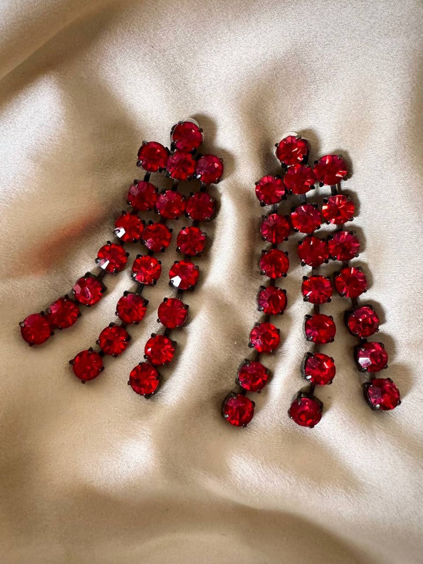 Maxi clip a fanges in cristalli rosso rubino