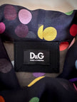 Camicia con fiocco in chiffon di seta nero a pois multicolor “D&G”