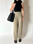 Vintage high-waisted Emporio Armani trousers in khaki Fil-à-Fil fabric