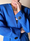 Blazer vintage Yves Saint Laurent in lana blu cobalto