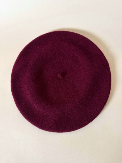 Basco classico in feltro di lana color bordeaux
