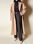 Cappotto vintage Kamaé modello vestaglia in lana e cachemire cammello chiaro