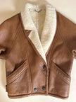 Schearling doppiopetto in pelle color cuoio con vello naturale Shearling Original