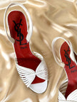 Sandali in pelle bianca con tacco a spillo “Yves Saint Laurent”