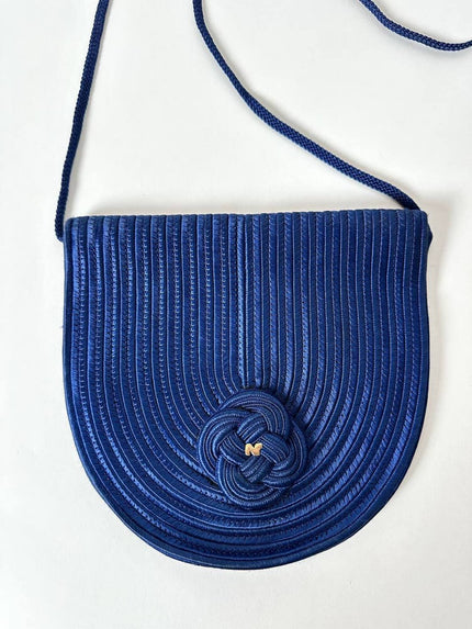 Borsa vintage Nina Ricci in passamaneria blu cobalto