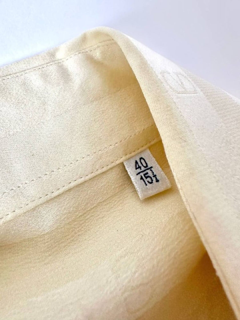 Chemise vintage en soie Valentino Garavani ivoire à rayures avec logos all-over