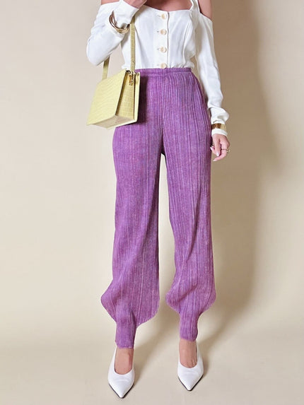 Pantalone lilla micro plissé moldello harem “Pleats Please