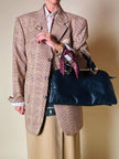 Borsa a mano in pelle blu notte