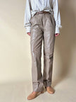 Pantalón de tiro alto de piel color crema “Grandinetti”