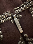 Abito vintage Roberto Cavalli in crêpe di seta marrone con ricamo in paillettes bronzo