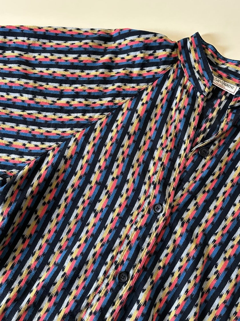 Vintage Yves Saint Laurent Hemd aus Baumwolle mit buntem Mikro-Muster