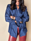 Camicia in seta Alberto Biani blu oltremare con fantasia cachemire