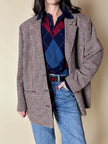 Pullover vintage fantasia Argyle blu notte avio e borgogna Verlana By Jon Smedley
