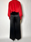 Camicia vintage Yves Saint Laurent in raso jaquard rosso con bottoni neri