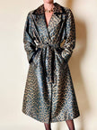Trench leopardato MikLanD con cintura in coordinato e riporti in pelle nera
