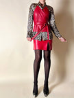 Wrap top in pelle rossa “Marina Babini”