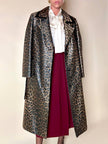 Trench leopardato MikLanD con cintura in coordinato e riporti in pelle nera