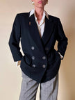 Blazer doppiopetto nero in pura lana “Yves Saint Laurent”