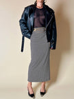 Giacca biker vintage in pregiata pelle nera con fodera trapuntata