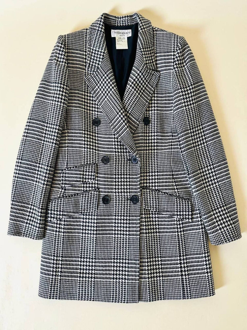 Blazer doppiopetto in lana principe di Galles “Yves Saint Laurent”