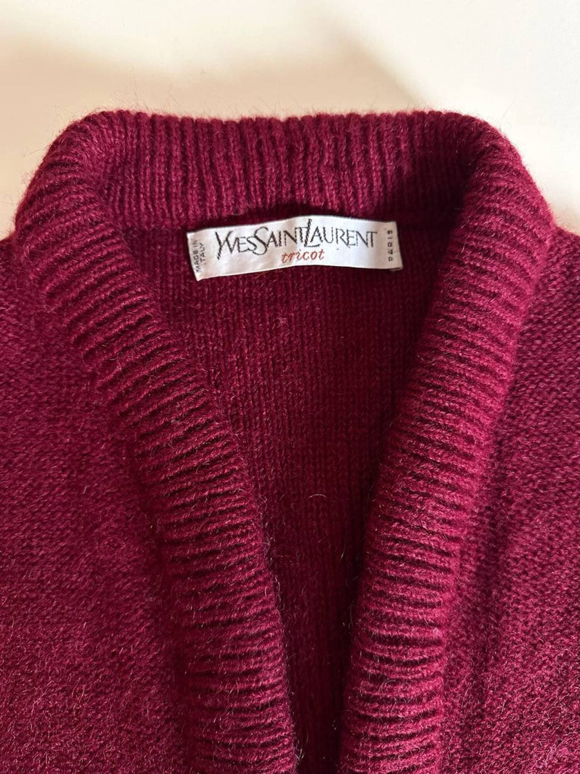 Gilet Yves Saint Laurent Tricot in lana Borgogna