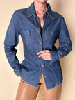 Camicia Fendissime in denim blu con bottoni  moneta da 10 lire