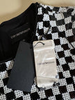 Abito Emporio Armani in paillettes bianche e nere fantasia a scacchi