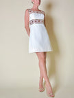 Mini dress bianco con inserti di organza ricamati in paillettes “Luis Mari”