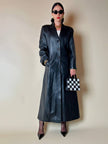 Cappotto lungo in pelle nera