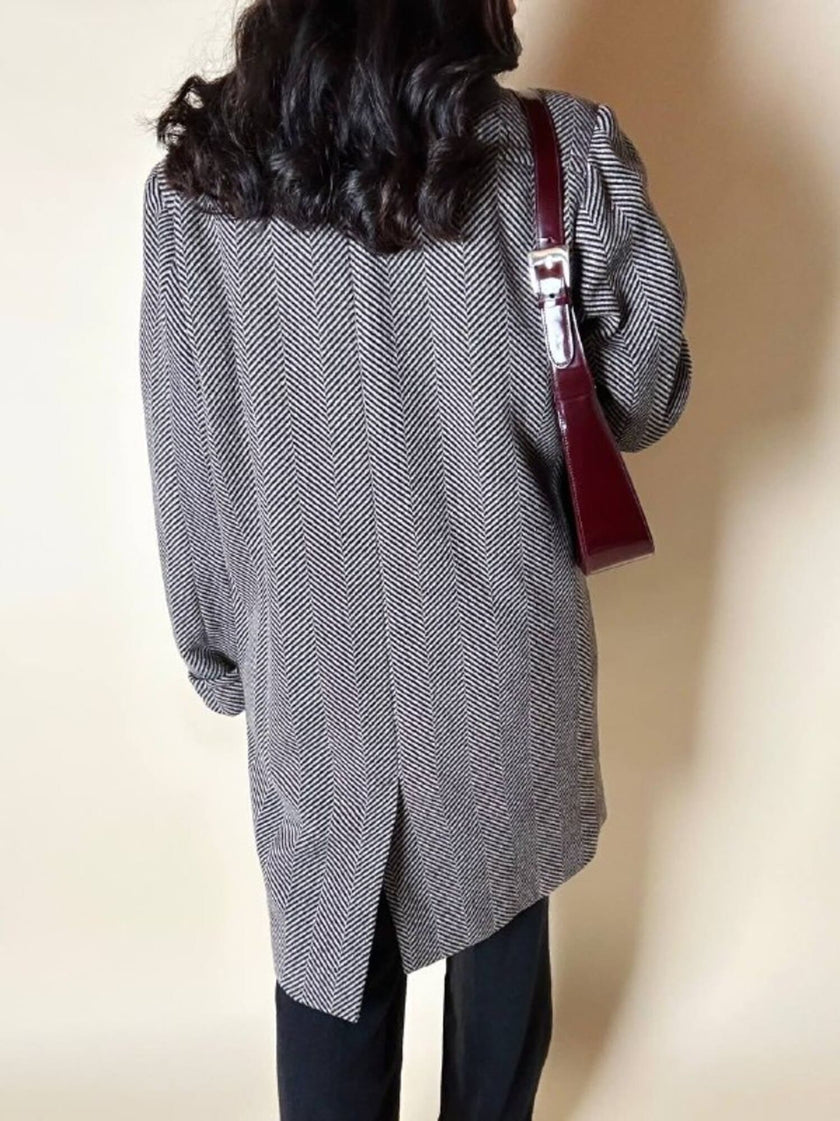 Cappotto sartoriale in lana spinata con bottoni Yves Saint Laurent
