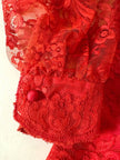 Camicia sartoriale in pizzo chantilly e organza di seta rossa