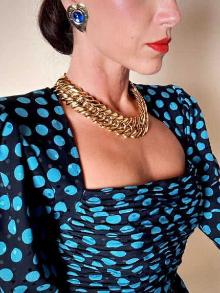 Orecchini a clip Yves Saint Laurent a forma di cuore con cabochon celesti