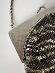 Borsa vintage Whiting & Davis in maglia metallica argento stampa zebra Made in U.S.A.
