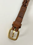 Cintura Gucci in pelle intrecciata color cuoio con fibbia oro