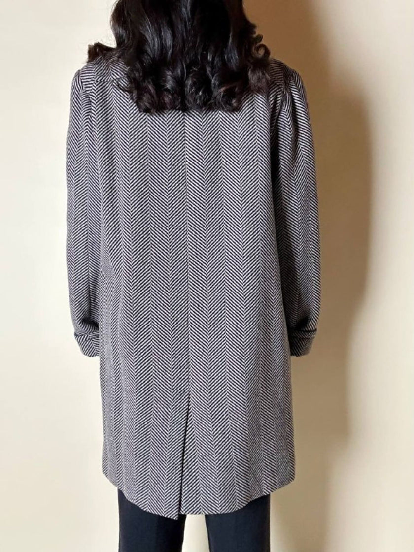 Cappotto sartoriale in lana spinata con bottoni Yves Saint Laurent