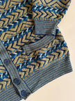 Cardigan Missoni Sport con pattern geometrico e trama tridimensionale nei toni del verde e blu
