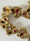 Vintage Yves Saint Laurent Collier mit herzförmigen Elementen und eingefassten, mehrfarbigen Kristallen