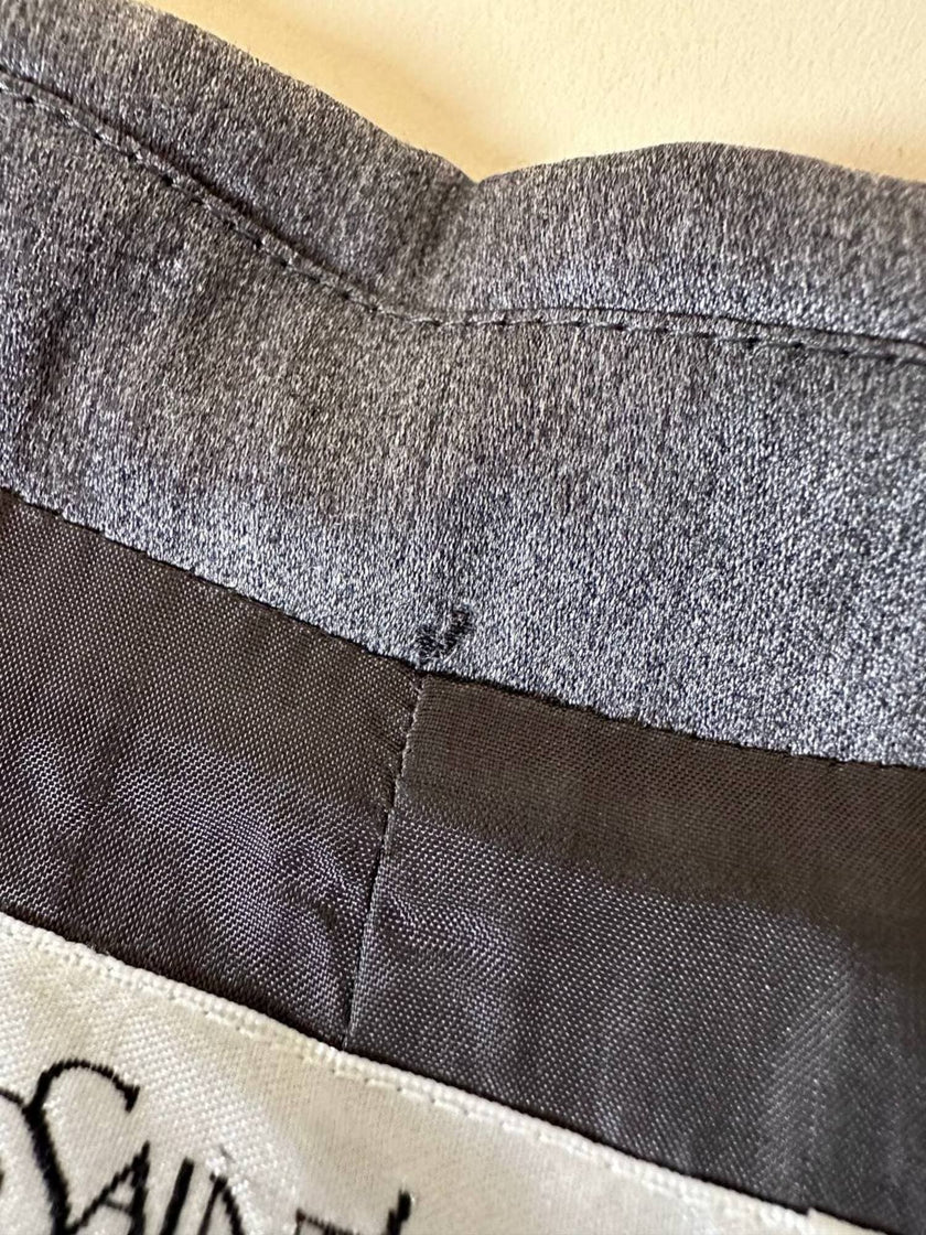 Blazer doppiopetto in rasato di lana grigio “Yves Saint Laurent”