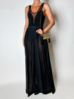Schwarze Palazzo-Hose mit hoher Taille aus Voile