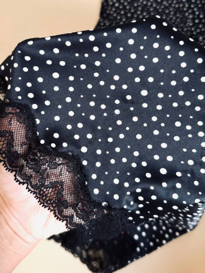 Tubino in raso elasticizzato nero a pois bianchi Dolce & Gabbana